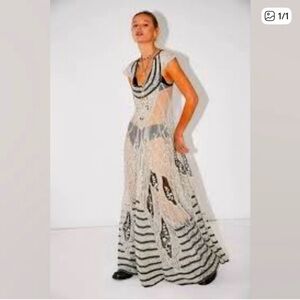 Free People Beige and Black Maxi Dress